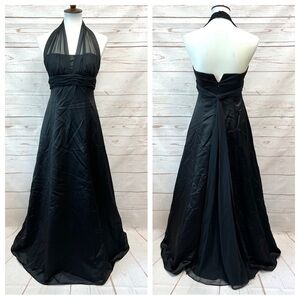 David’s Bridal Black Chiffon Overlay Bridesmaids Maxi Ball Gown